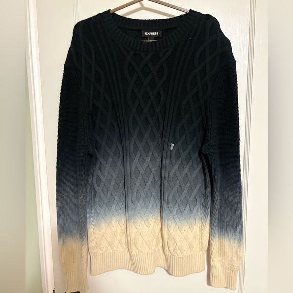 Express Other - Express Men's Ombré Black and Cream Crewneck Sweater